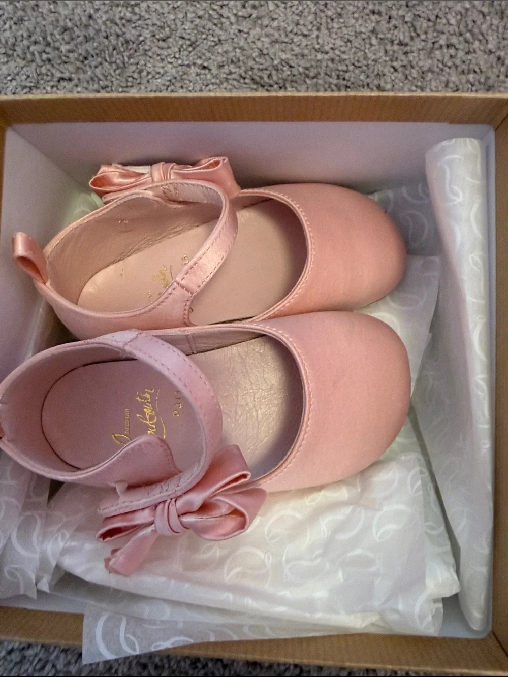 Christian Louboutin shoes for baby soft pink size 19